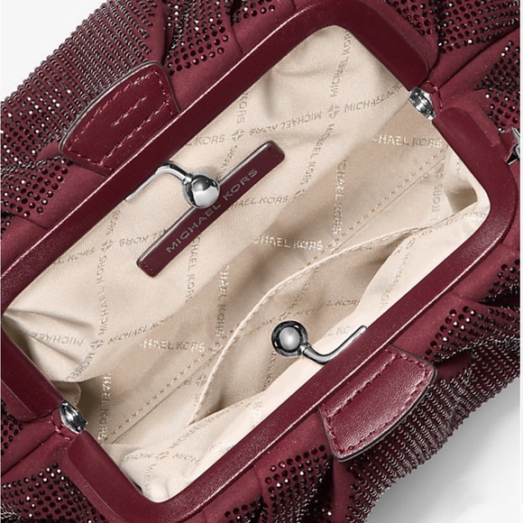 NWT MICHAEL MICHAEL KORS Nola Small Crystal Embellished Chain Crossbody Oxblood - Picture 5 of 16